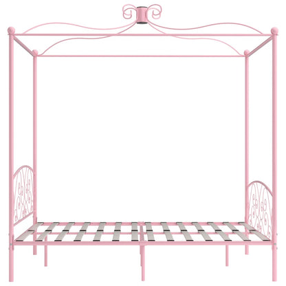 284490 vidaXL Canopy Bed Frame without Mattress Pink Metal 160x200 cm