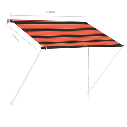 Retractable Awning 200x150 cm Orange and Brown