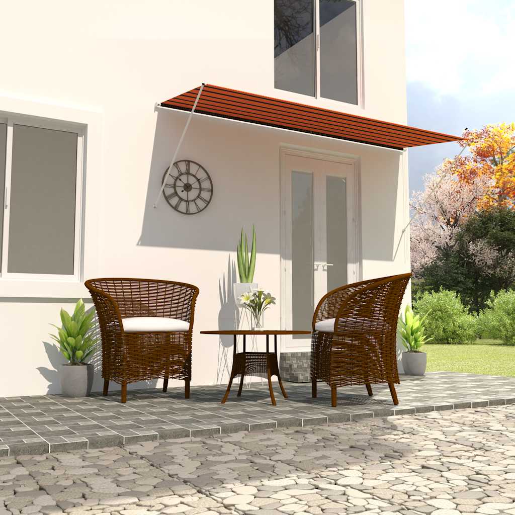 Retractable Awning 350x150 cm Orange and Brown