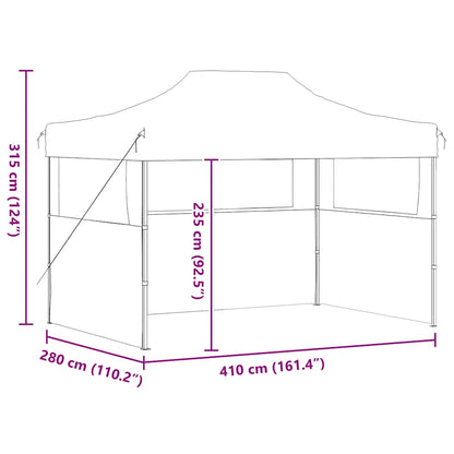 Professional Folding Party Tent with 3 Sidewalls 3x4 m Steel Blue