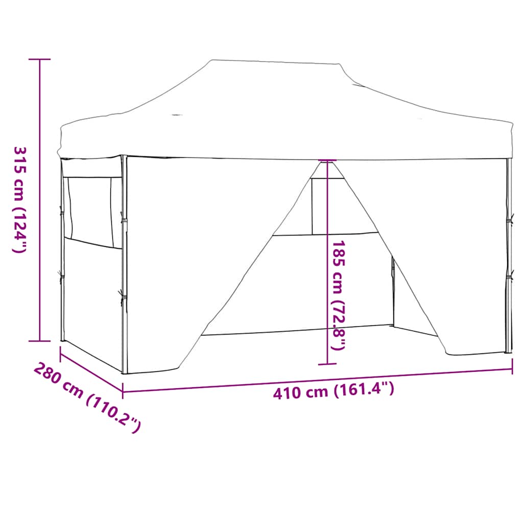 Professional Folding Party Tent with 4 Sidewalls 3x4 m Steel Blue