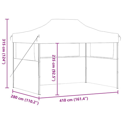 Professional Folding Party Tent with 3 Sidewalls 280x410x315 cm Steel White