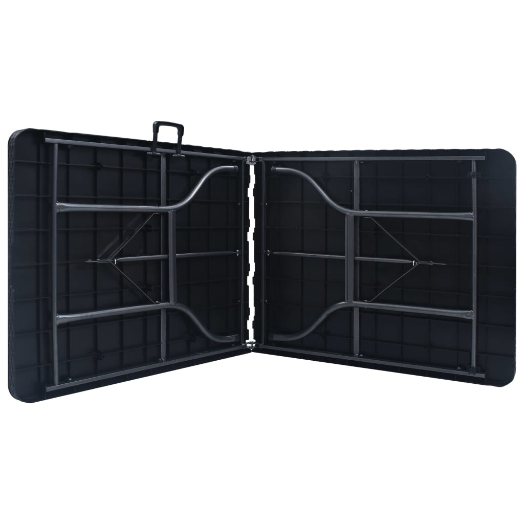 Folding Garden Table Black 180x75x72 cm HDPE Imitation Rattan