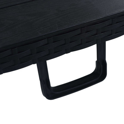 Folding Garden Table Black 180x75x72 cm HDPE Imitation Rattan