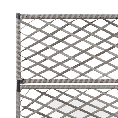 Trellis Raised Bed with 3 Pots 83x30x130 cm Poly Rattan Grey