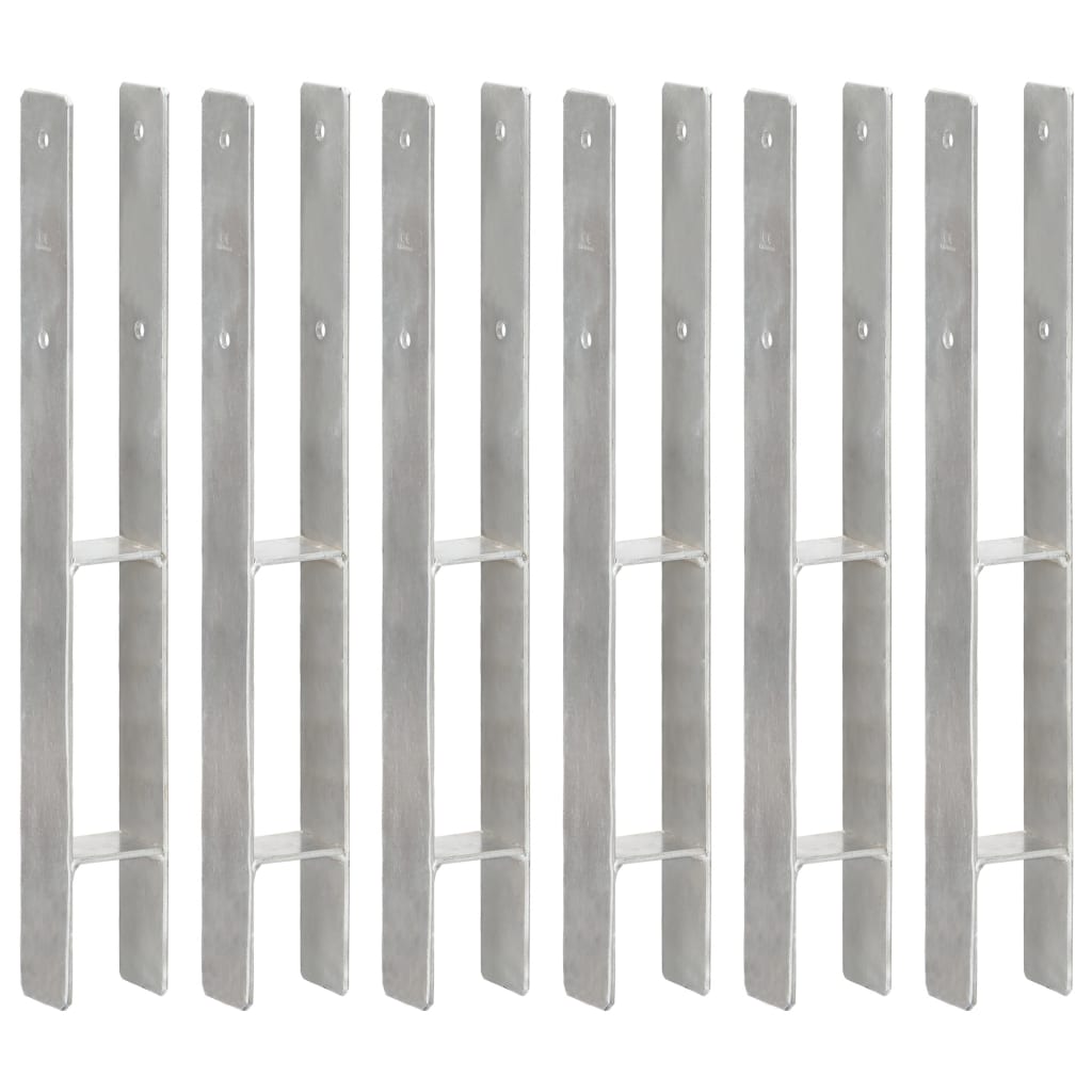 Fence Anchors 6 pcs Silver 7x6x60 cm Galvanised Steel