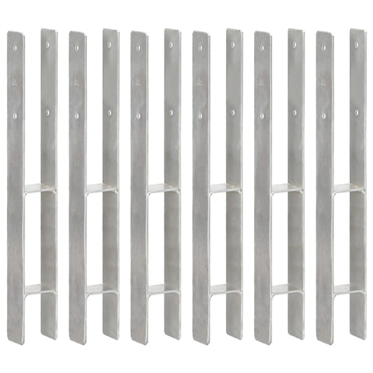 Fence Anchors 6 pcs Silver 7x6x60 cm Galvanised Steel