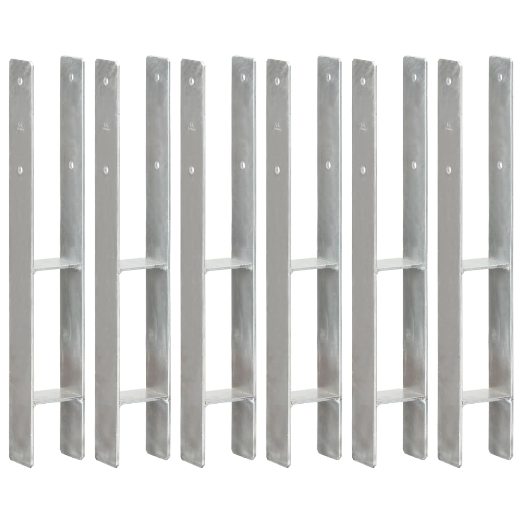 Fence Anchors 6 pcs Silver 8x6x60 cm Galvanised Steel