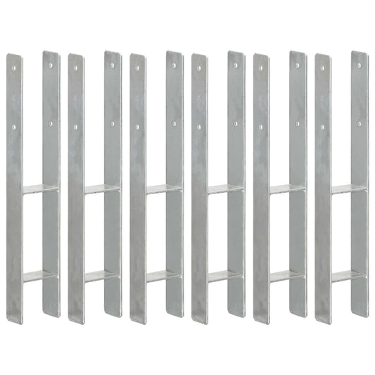 Fence Anchors 6 pcs Silver 9x6x60 cm Galvanised Steel