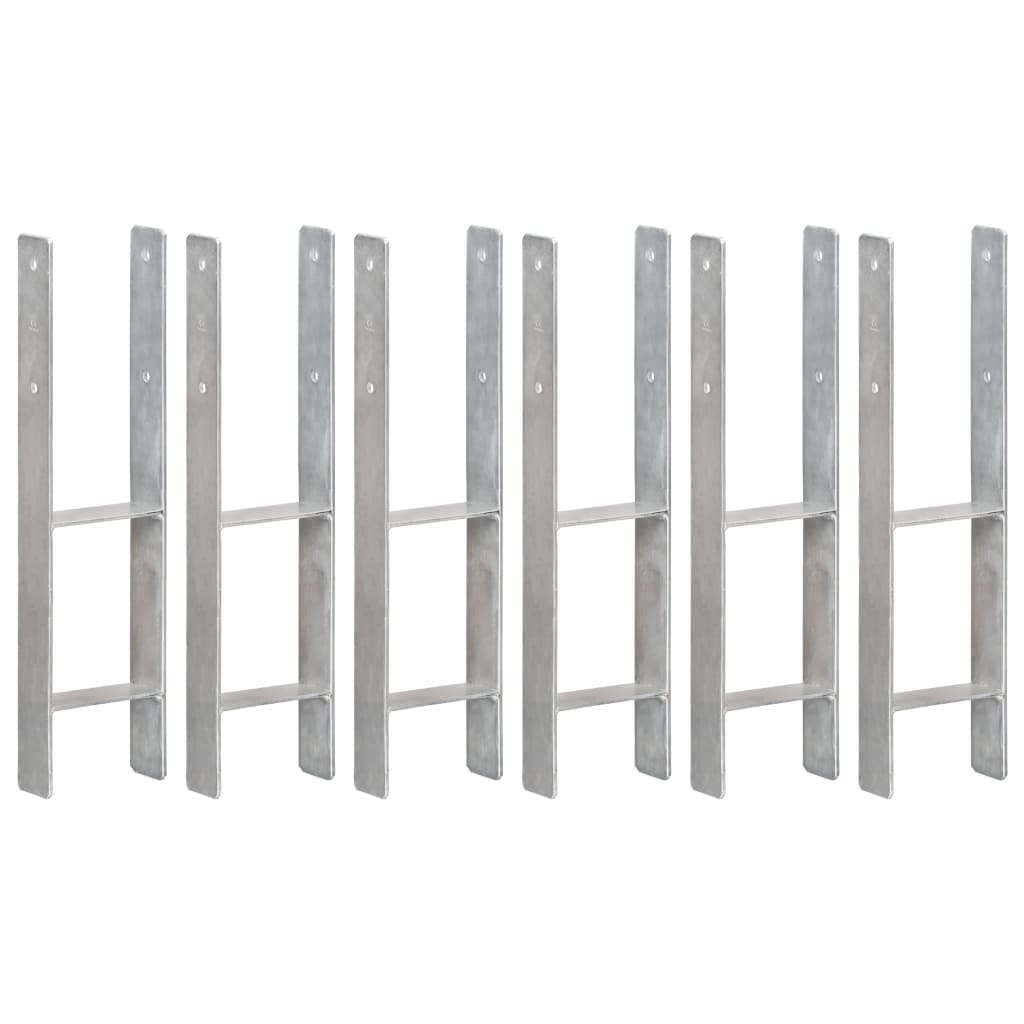 Fence Anchors 6 pcs Silver 14x6x60 cm Galvanised Steel