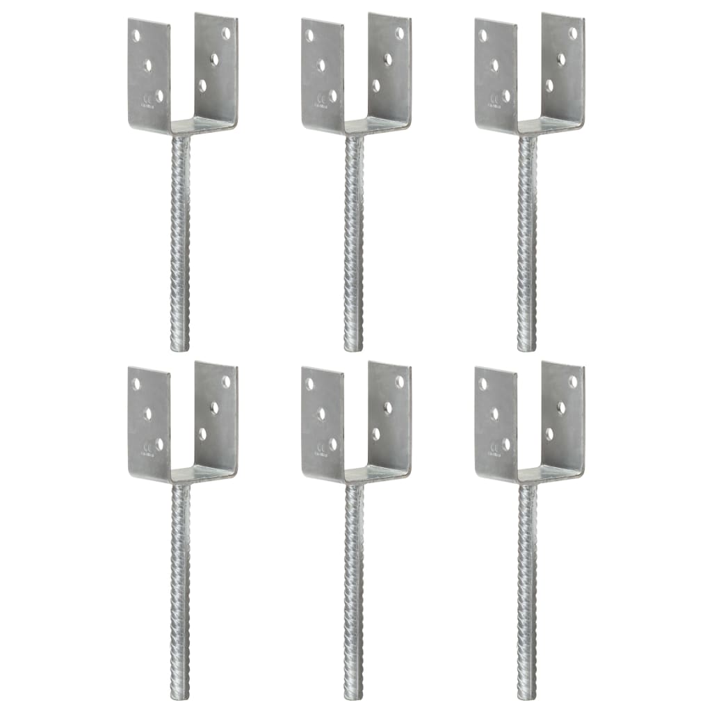 Fence Anchors 6 pcs Silver 7x6x30 cm Galvanised Steel