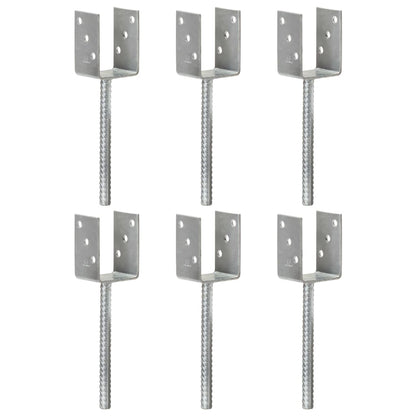 Fence Anchors 6 pcs Silver 7x6x30 cm Galvanised Steel