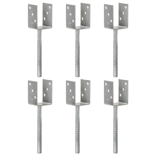 Fence Anchors 6 pcs Silver 7x6x30 cm Galvanised Steel