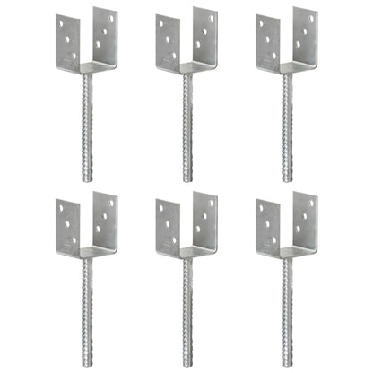 Fence Anchors 6 pcs Silver 8x6x30 cm Galvanised Steel