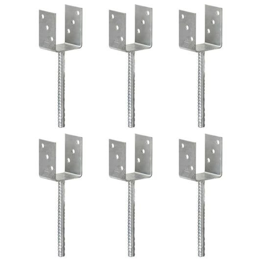 Fence Anchors 6 pcs Silver 8x6x30 cm Galvanised Steel