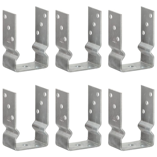 Fence Anchors 6 pcs Silver 9x6x15 cm Galvanised Steel