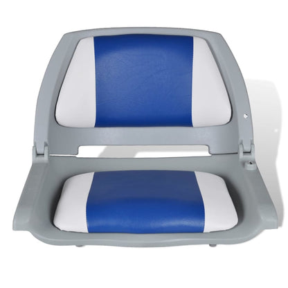 Boat Seats 2 pcs Foldable Backrest Blue-white Pillow 41x51x48cm