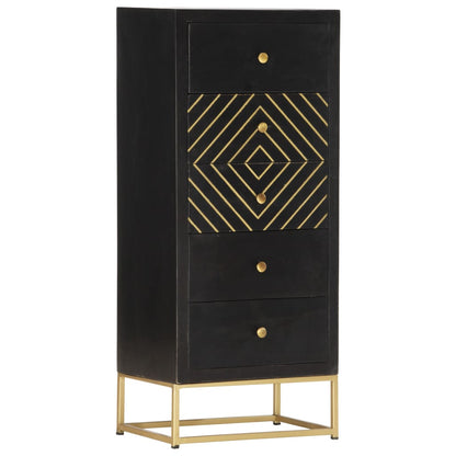 Drawer Cabinet Black and Gold 45x30x105 cm Solid Mango Wood