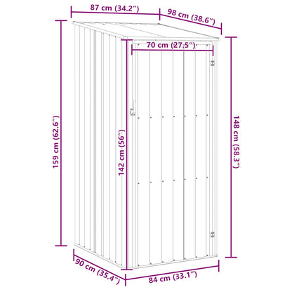 Garden Shed Brown 87x98x159 cm Galvanised Steel