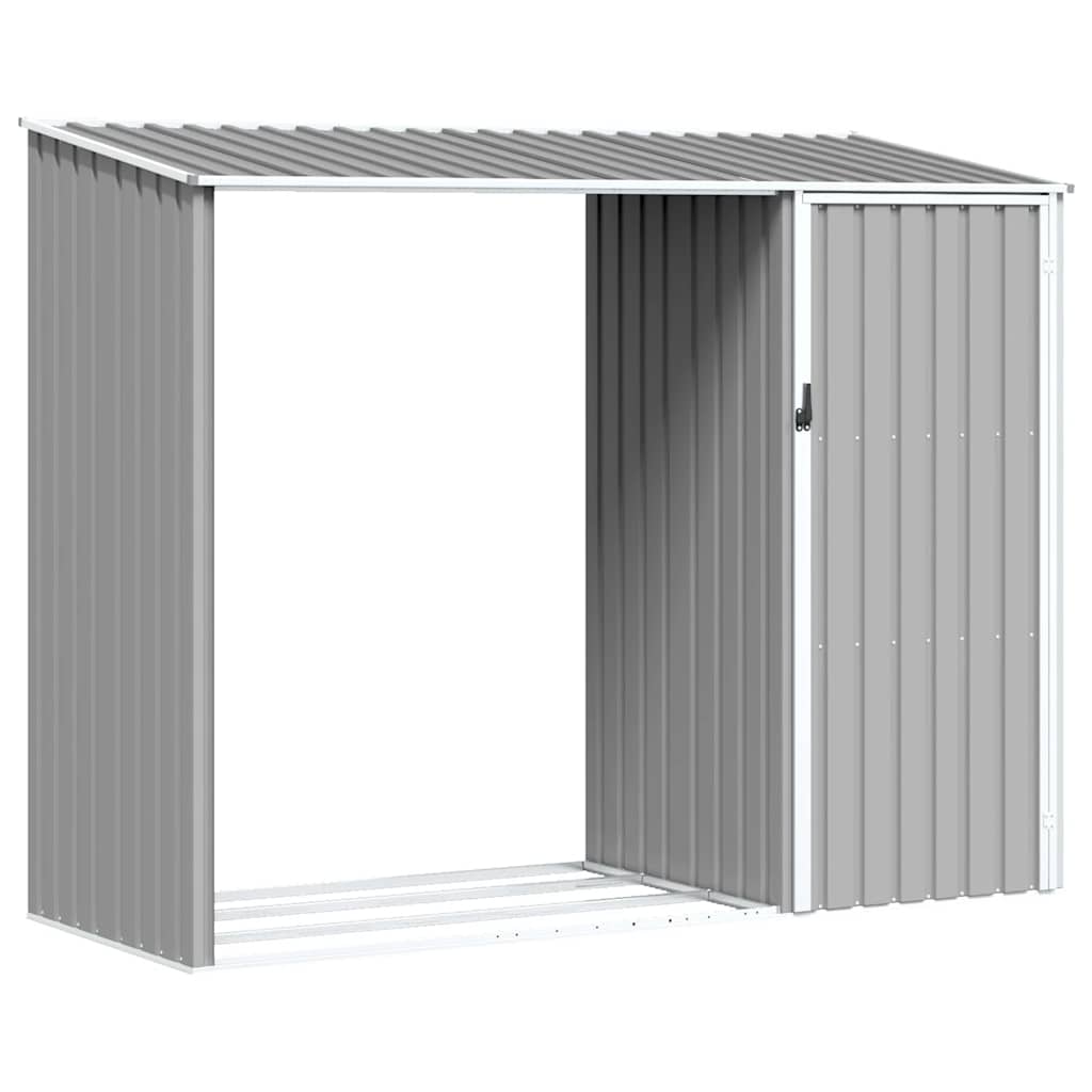 Garden Firewood Shed Grey 245x98x159 cm Galvanised Steel