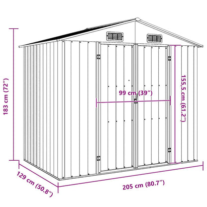 Garden Shed Grey 205x129x183 cm Galvanised Steel