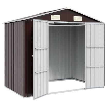 Garden Shed Brown 205x129x183 cm Galvanised Steel