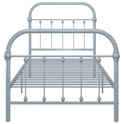 284504 vidaXL Bed Frame without Mattress Grey Metal 90x200 cm