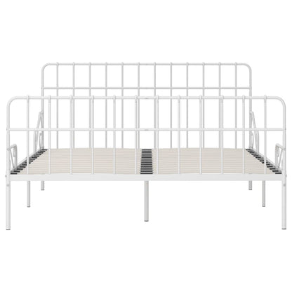 Bed Frame without Mattress with Slatted Base White Metal 200x200 cm