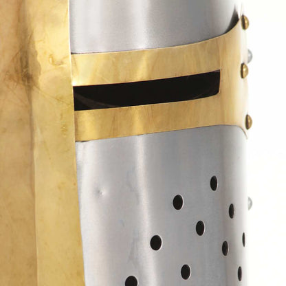 Medieval Crusader Knight Helmet Replica LARP Silver Steel