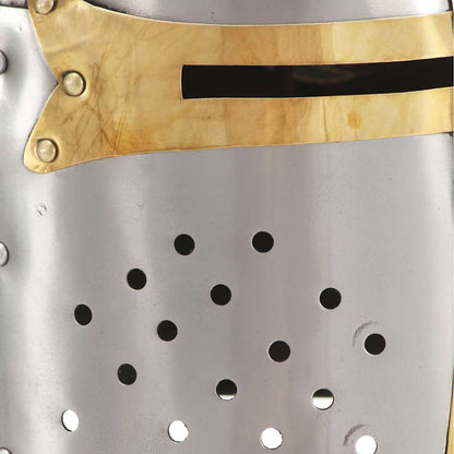 Medieval Crusader Knight Helmet Replica LARP Silver Steel