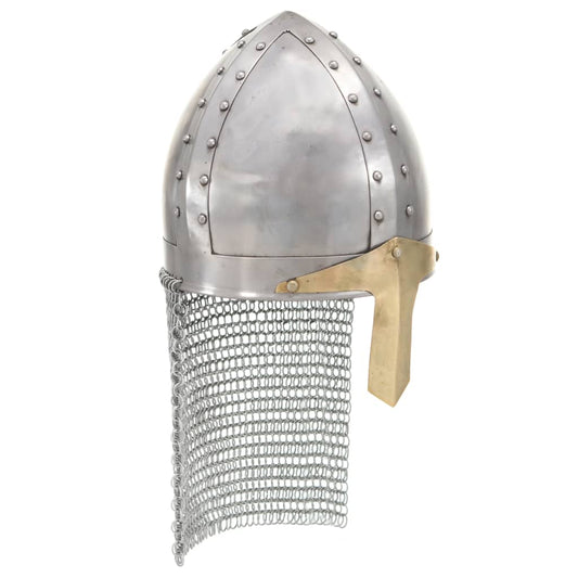 Crusader Knight Helmet Antique Replica LARP Silver Steel