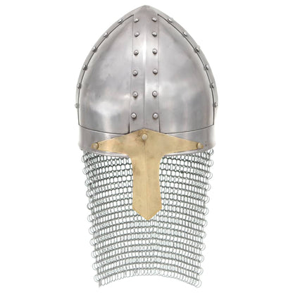 Crusader Knight Helmet Antique Replica LARP Silver Steel