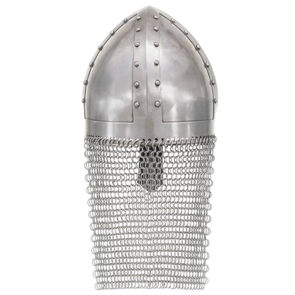 Crusader Knight Helmet Antique Replica LARP Silver Steel