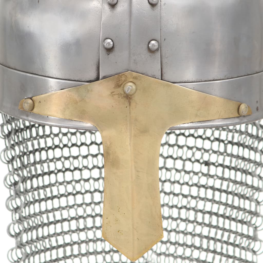 Crusader Knight Helmet Antique Replica LARP Silver Steel