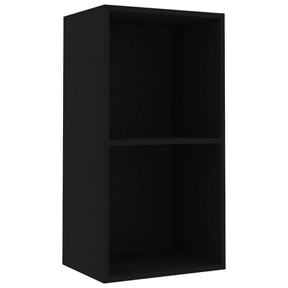 2-Tier Book Cabinet Black 40x30x76.5 cm Engineered Wood