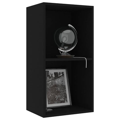 2-Tier Book Cabinet Black 40x30x76.5 cm Engineered Wood