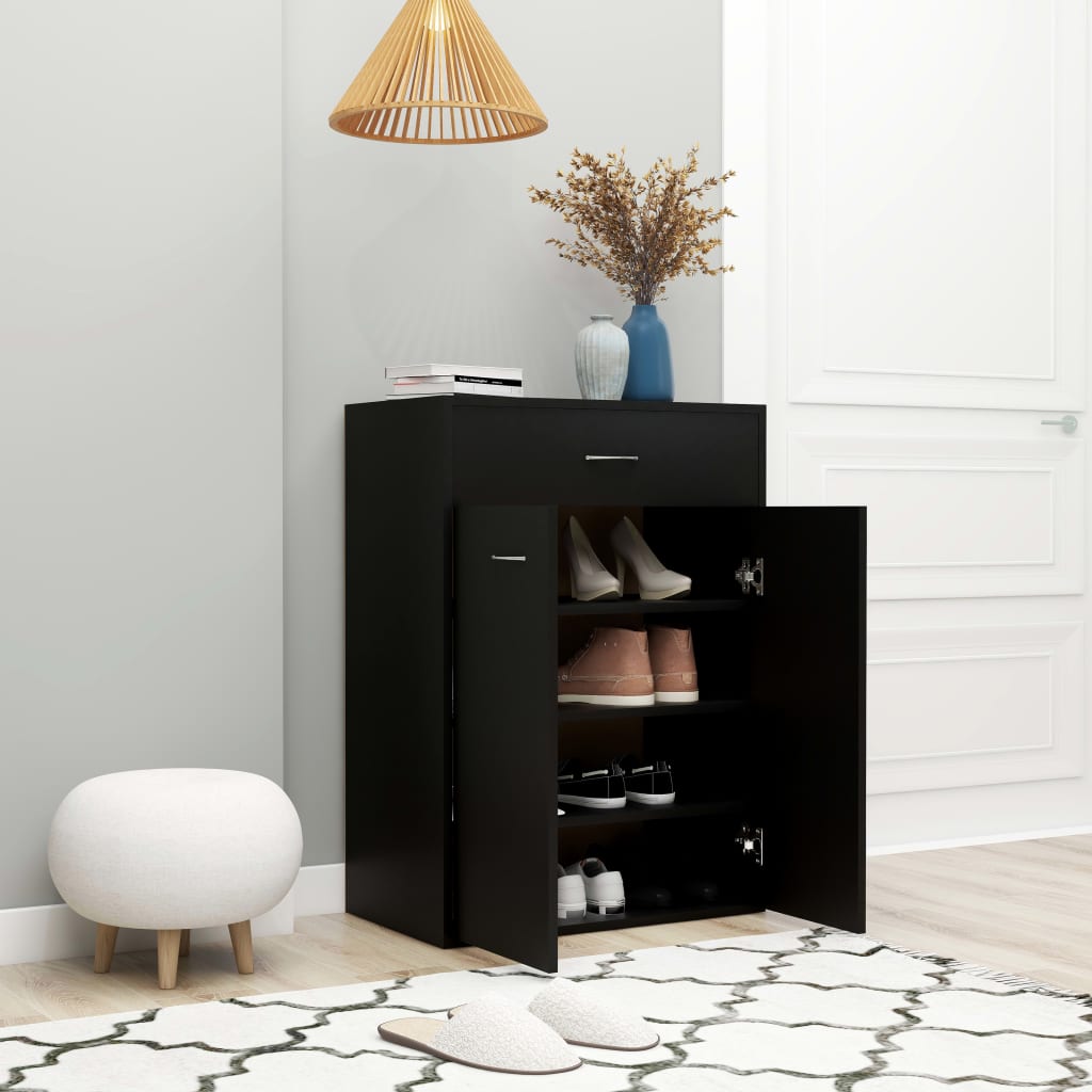 Shoe Cabinet Black 60x35x84 cm Engineered Wood