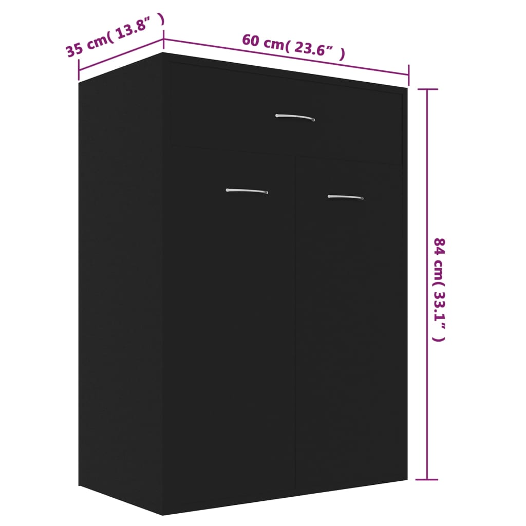 Shoe Cabinet Black 60x35x84 cm Engineered Wood