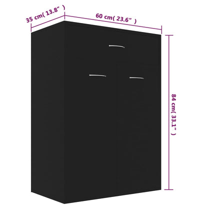 Shoe Cabinet Black 60x35x84 cm Engineered Wood