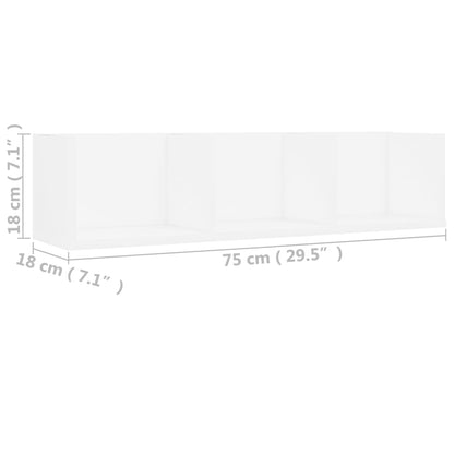 CD Wall Shelf White 75x18x18 cm Engineered Wood