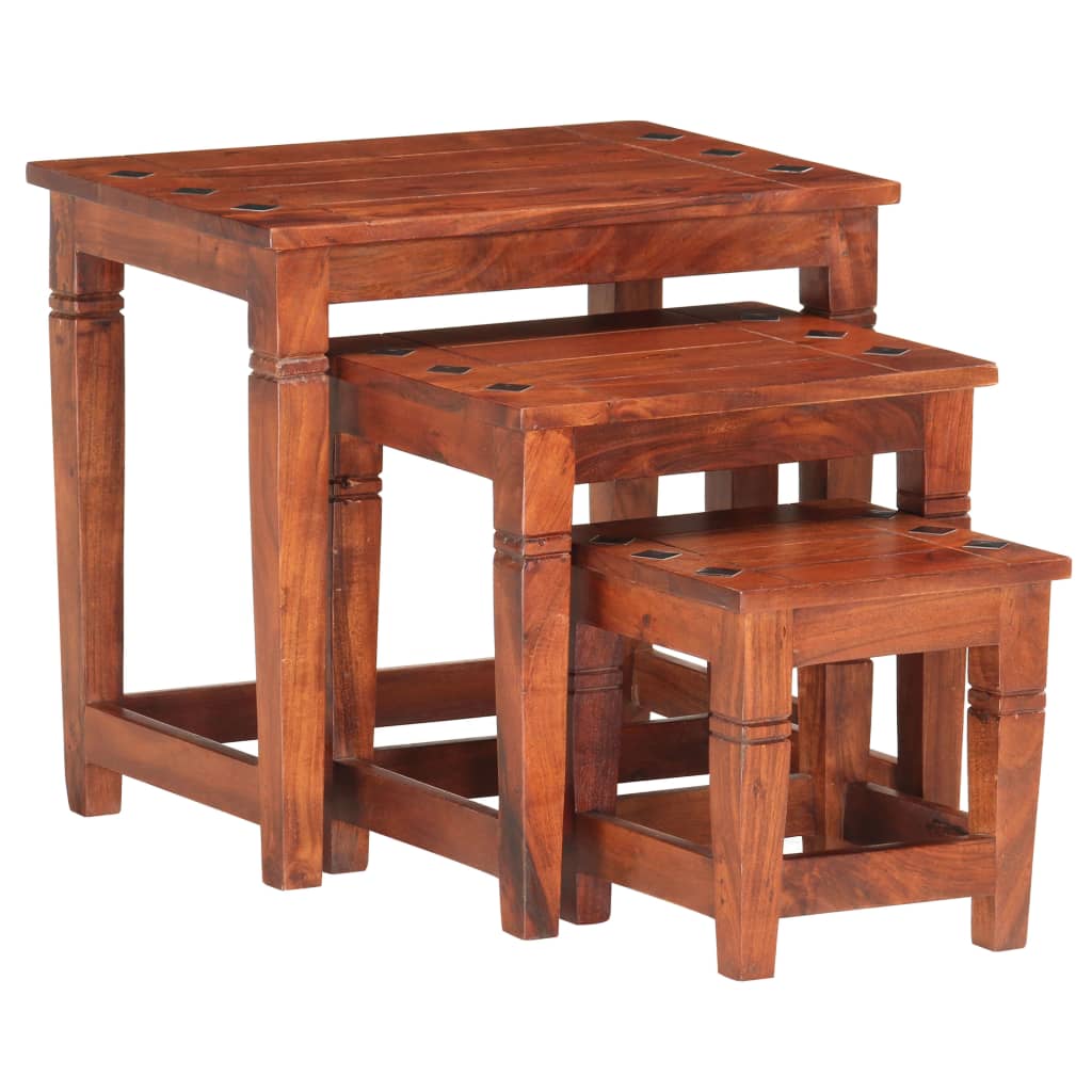 Nesting Tables 3 pcs Solid Acacia Wood