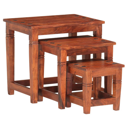 Nesting Tables 3 pcs Solid Acacia Wood