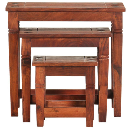 Nesting Tables 3 pcs Solid Acacia Wood