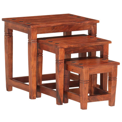 Nesting Tables 3 pcs Solid Acacia Wood