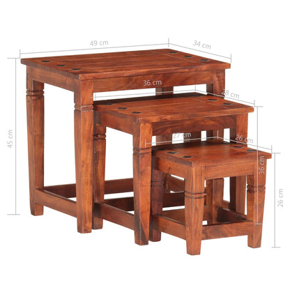 Nesting Tables 3 pcs Solid Acacia Wood