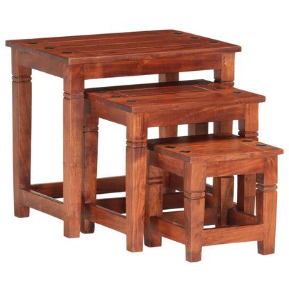 Nesting Tables 3 pcs Solid Acacia Wood