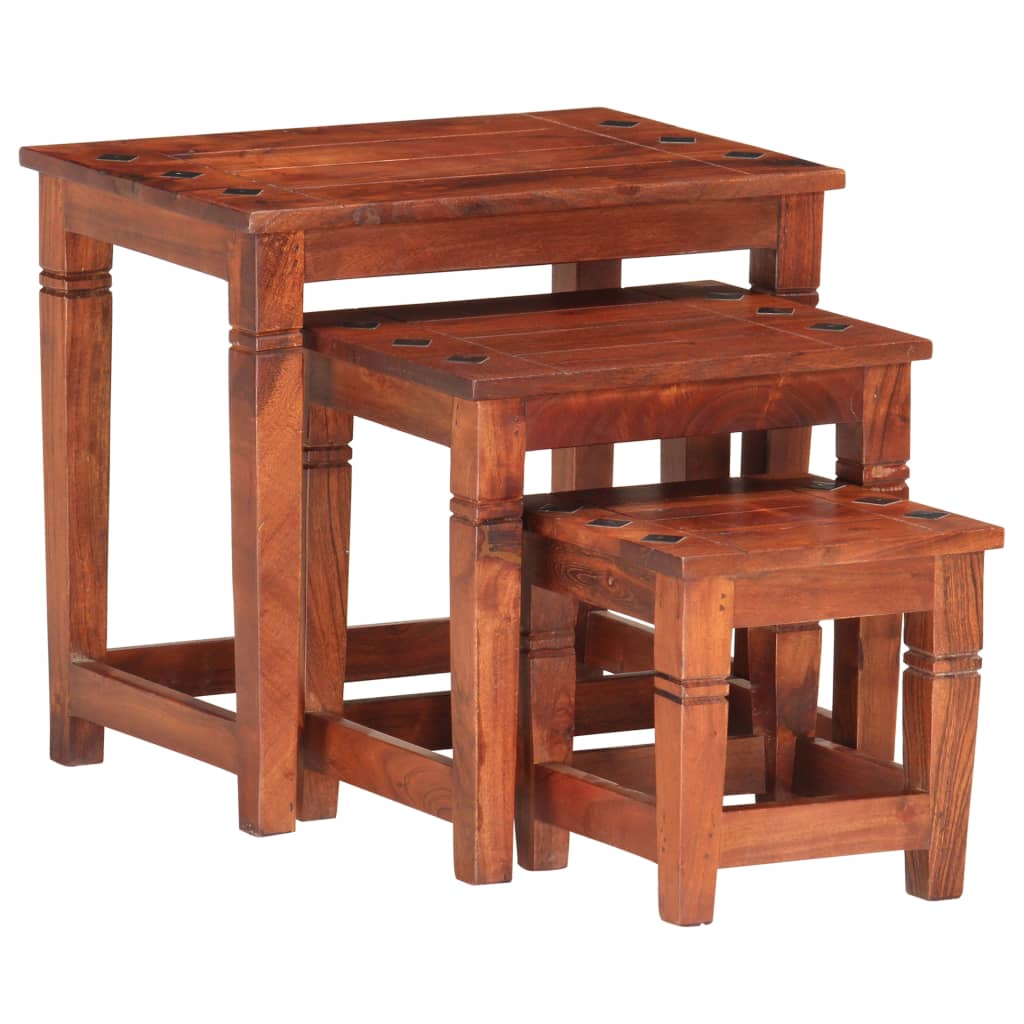 Nesting Tables 3 pcs Solid Acacia Wood