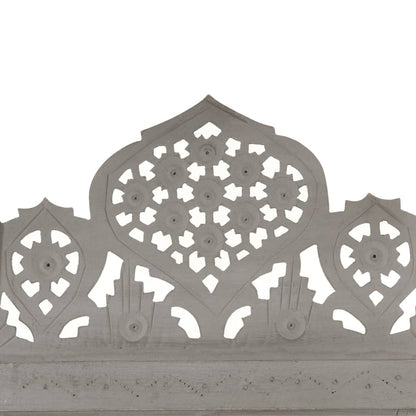 Hand carved 3-Panel Room Divider Grey 120x165 cm Solid Mango Wood