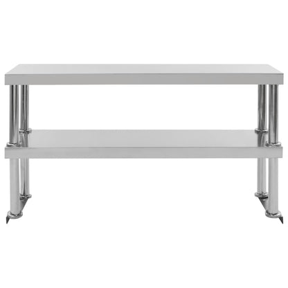 2-Tier Work Table Overshelf 120x30x65 cm Stainless Steel