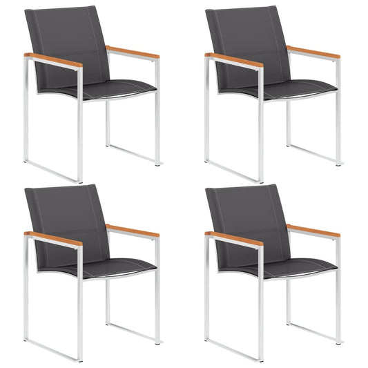 Garden Chairs 4 pcs Textilene and Stainless Steel Grey